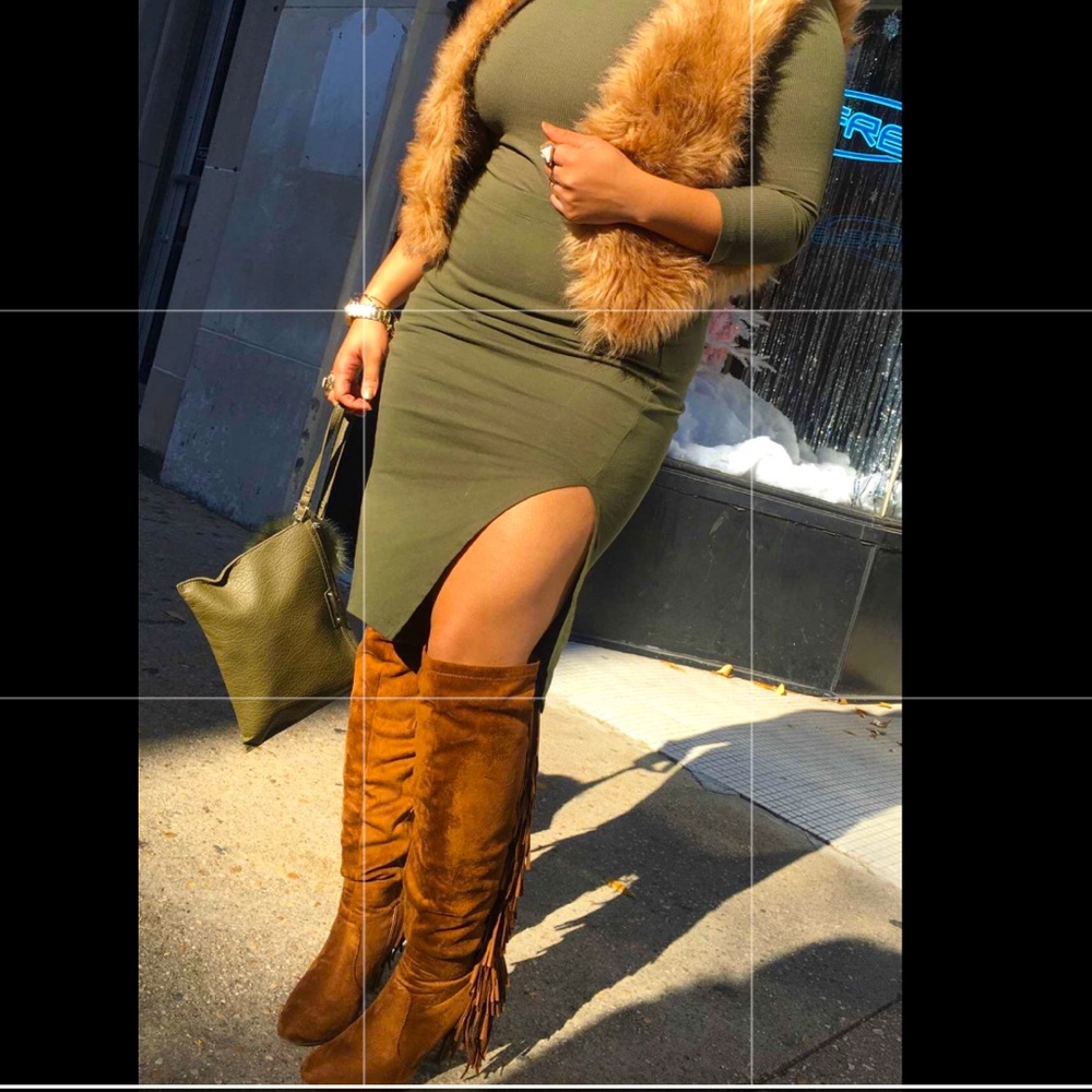 Brown fringe boots